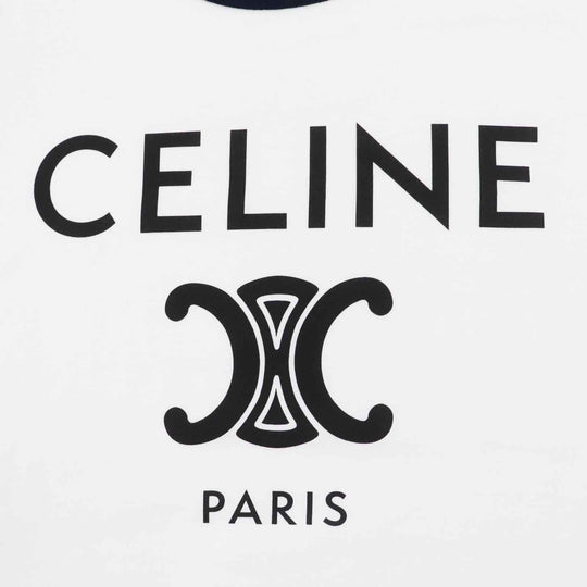 CELINE Short sleeve T-shirt 2X872671 Main: 100% cotton White navy Women S Used Authentic
