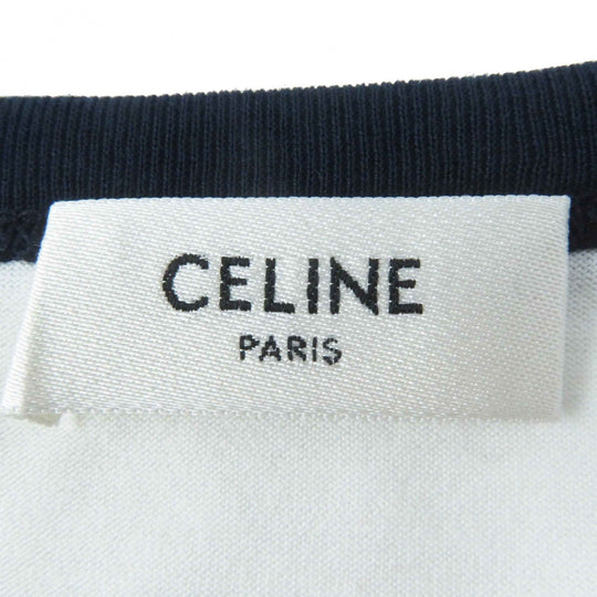 CELINE Short sleeve T-shirt 2X872671 Main: 100% cotton White navy Women S Used Authentic