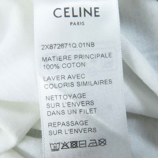 CELINE Short sleeve T-shirt 2X872671 Main: 100% cotton White navy Women S Used Authentic
