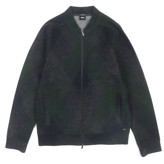 HUGO BOSS Blouson Outer material: 38% rayon, 32% acrylic, 15% polyester, 13% wool, 2% polyurethane Green navy SLIM FIT mens S Used Authentic