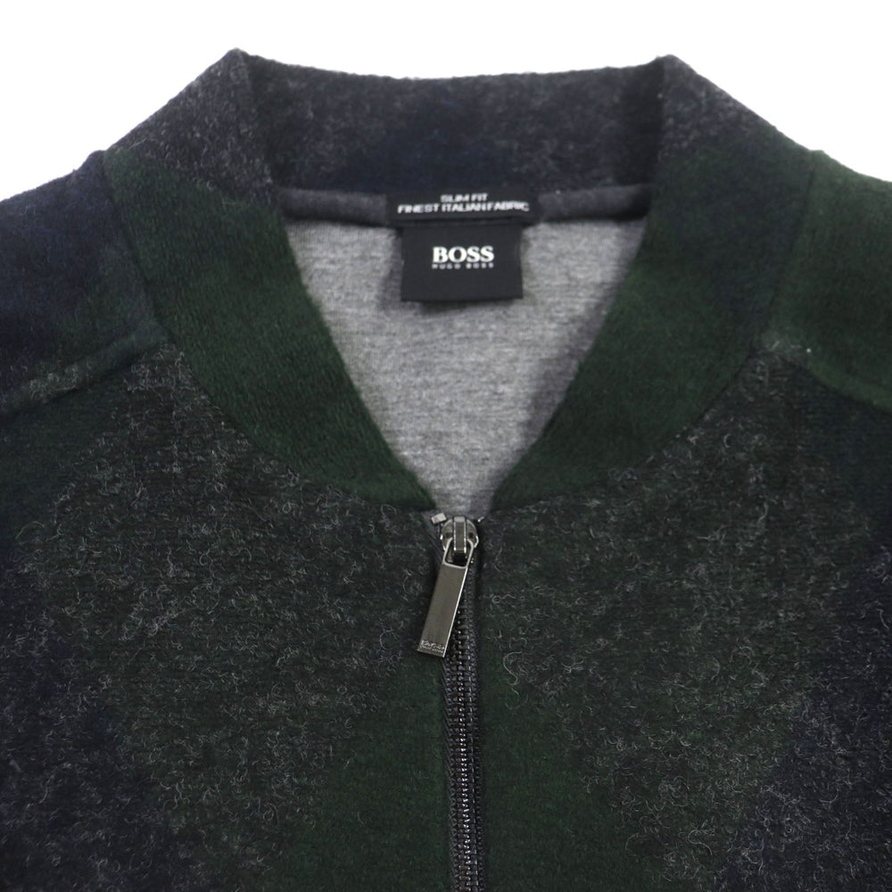 HUGO BOSS Blouson Outer material: 38% rayon, 32% acrylic, 15% polyester, 13% wool, 2% polyurethane Green navy SLIM FIT mens S Used Authentic