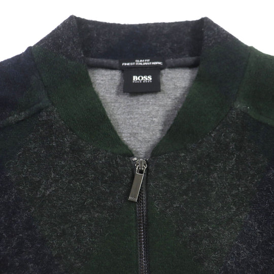 HUGO BOSS Blouson Outer material: 38% rayon, 32% acrylic, 15% polyester, 13% wool, 2% polyurethane Green navy SLIM FIT mens S Used Authentic
