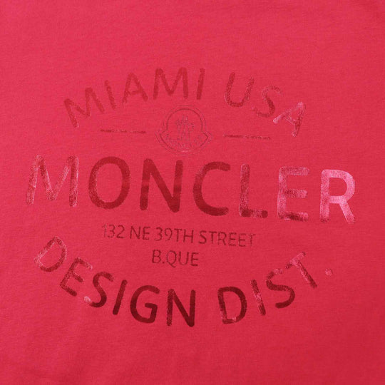 MONCLER Short sleeve T-shirt Main: 100% cotton, Part: 100% cotton Red Stainless Steel T-SHIRT Women L Used Authentic