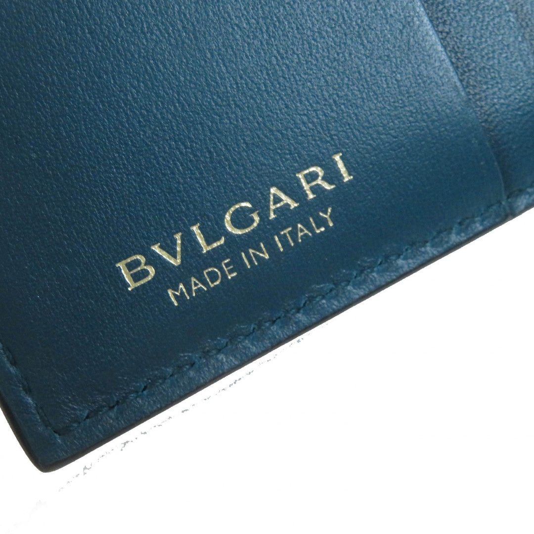 BVLGARI Bifold Wallet 291749 Main: Leather Black blue Infiniteum Compact Wallet Women Used Authentic