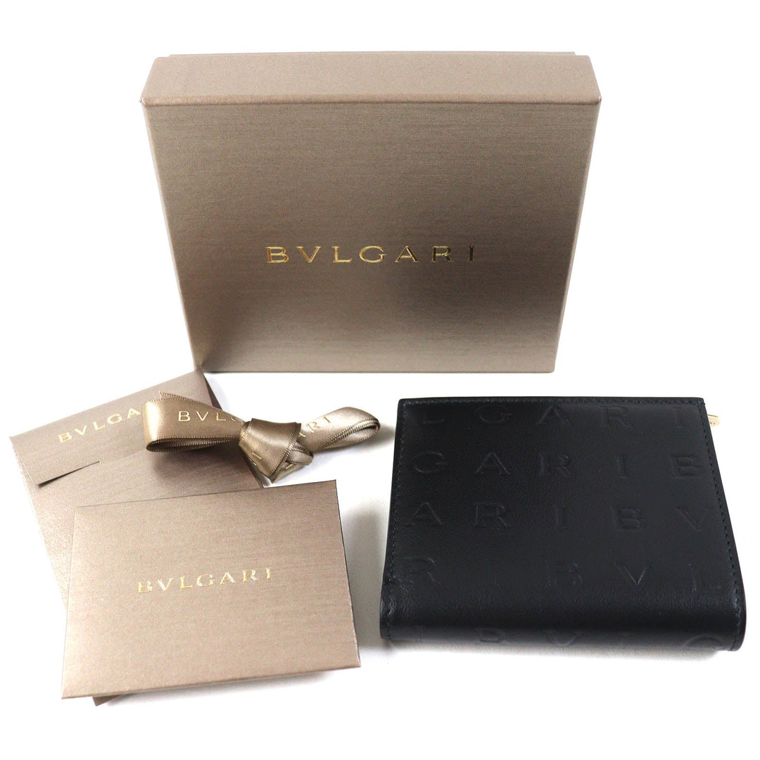 BVLGARI Bifold Wallet 291749 Main: Leather Black blue Infiniteum Compact Wallet Women Used Authentic