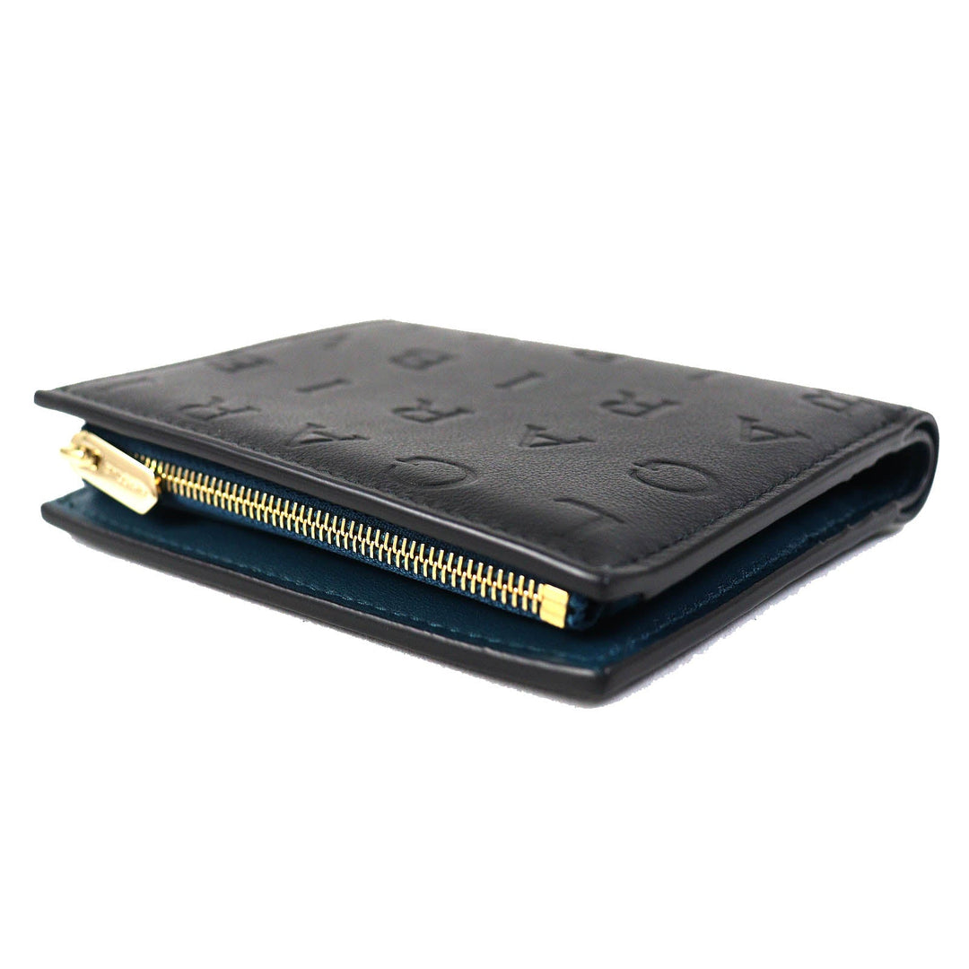 BVLGARI Bifold Wallet 291749 Main: Leather Black blue Infiniteum Compact Wallet Women Used Authentic