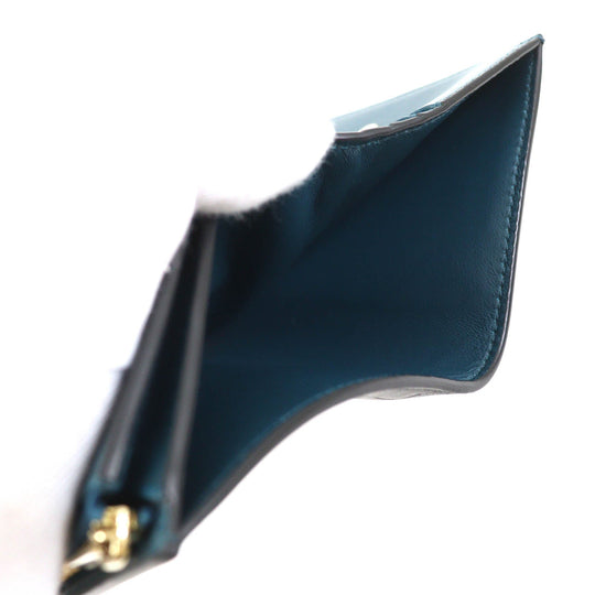 BVLGARI Bifold Wallet 291749 Main: Leather Black blue Infiniteum Compact Wallet Women Used Authentic
