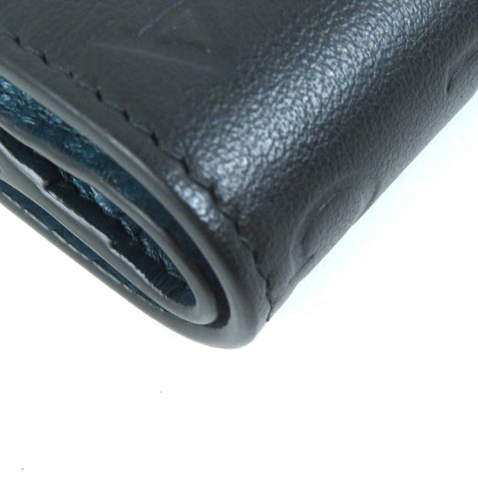 BVLGARI Bifold Wallet 291749 Main: Leather Black blue Infiniteum Compact Wallet Women Used Authentic