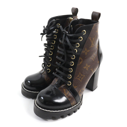 LOUIS VUITTON Ankle boots Main: Monogram canvas, Part: Patent leather Brown black Star Trail Line Women 35 Used Authentic