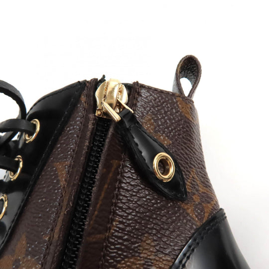 LOUIS VUITTON Ankle boots Main: Monogram canvas, Part: Patent leather Brown black Star Trail Line Women 35 Used Authentic