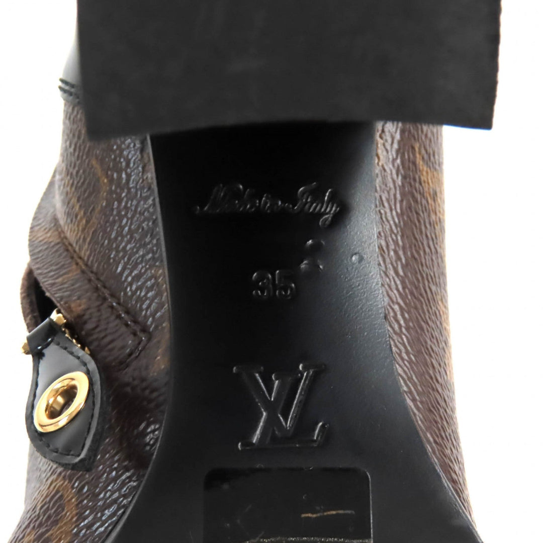 LOUIS VUITTON Ankle boots Main: Monogram canvas, Part: Patent leather Brown black Star Trail Line Women 35 Used Authentic