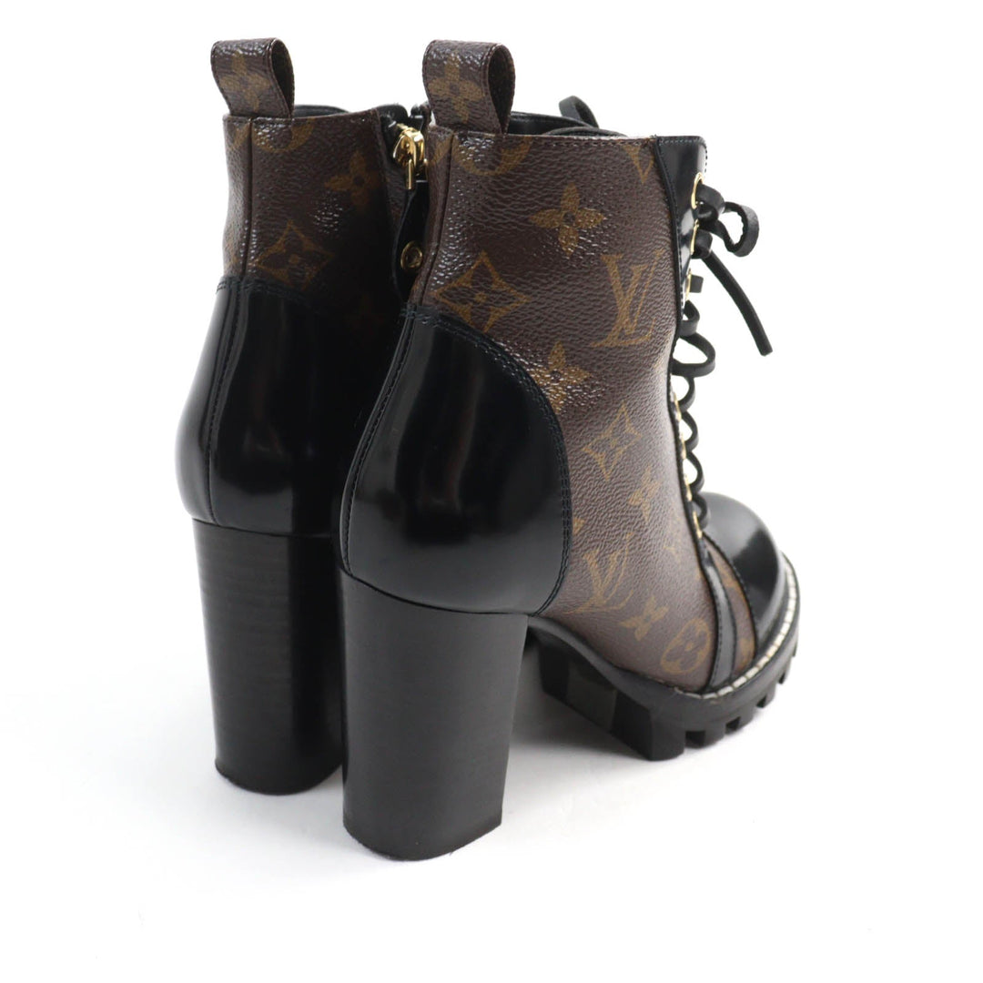 LOUIS VUITTON Ankle boots Main: Monogram canvas, Part: Patent leather Brown black Star Trail Line Women 35 Used Authentic