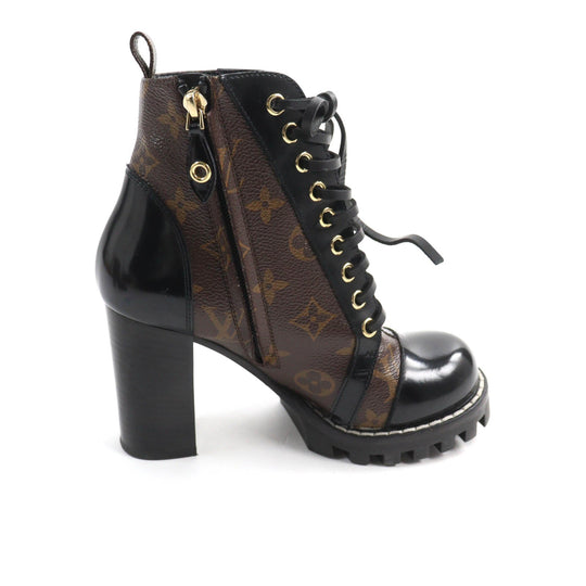 LOUIS VUITTON Ankle boots Main: Monogram canvas, Part: Patent leather Brown black Star Trail Line Women 35 Used Authentic