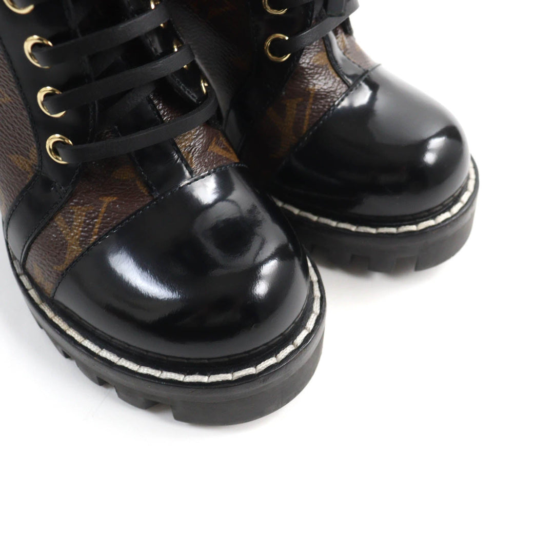 LOUIS VUITTON Ankle boots Main: Monogram canvas, Part: Patent leather Brown black Star Trail Line Women 35 Used Authentic