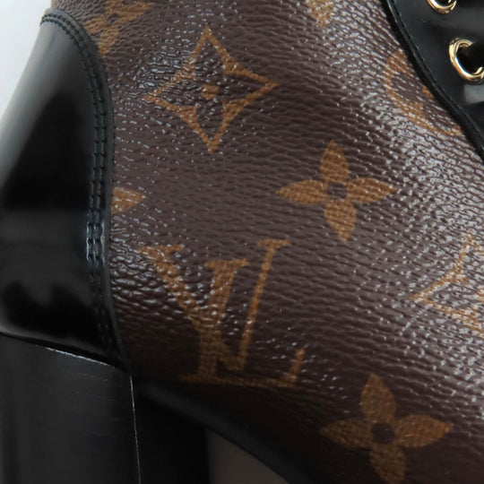 LOUIS VUITTON Ankle boots Main: Monogram canvas, Part: Patent leather Brown black Star Trail Line Women 35 Used Authentic