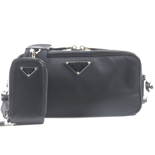 PRADA Shoulder Bag 1BH197 Main: Nylon, Part: Leather black mens Used Authentic