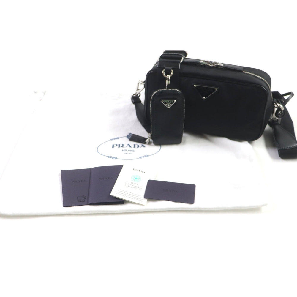 PRADA Shoulder Bag 1BH197 Main: Nylon, Part: Leather black mens Used Authentic