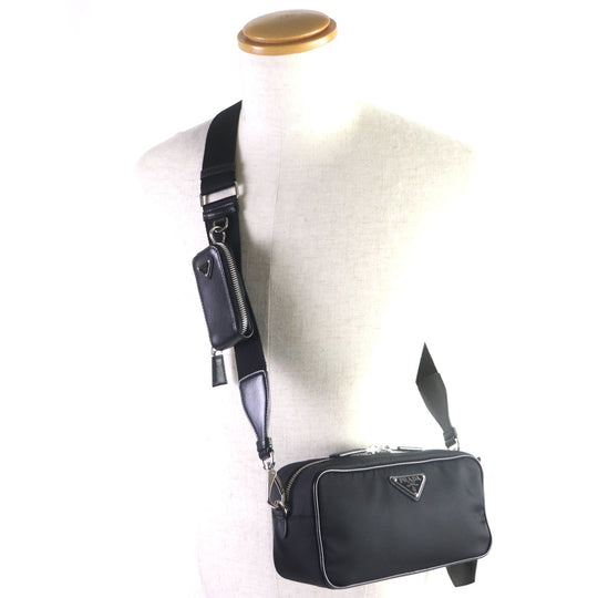 PRADA Shoulder Bag 1BH197 Main: Nylon, Part: Leather black mens Used Authentic