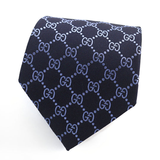 GUCCI tie Main: 100% silk Navy blue ARGOS Argos mens Used Authentic