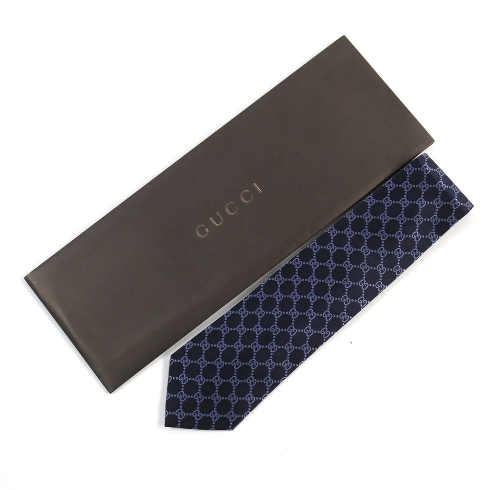 GUCCI tie Main: 100% silk Navy blue ARGOS Argos mens Used Authentic