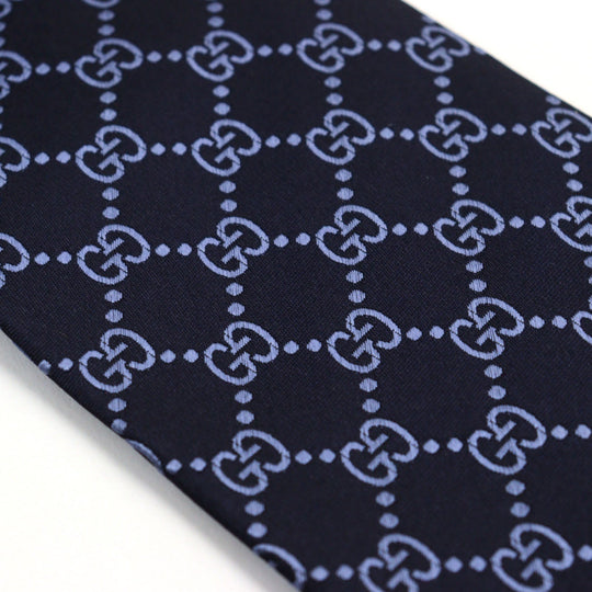 GUCCI tie Main: 100% silk Navy blue ARGOS Argos mens Used Authentic