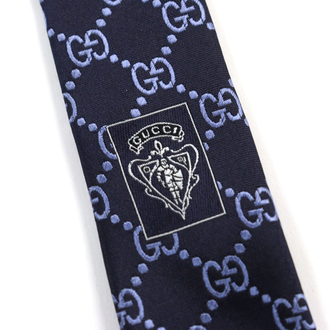 GUCCI tie Main: 100% silk Navy blue ARGOS Argos mens Used Authentic