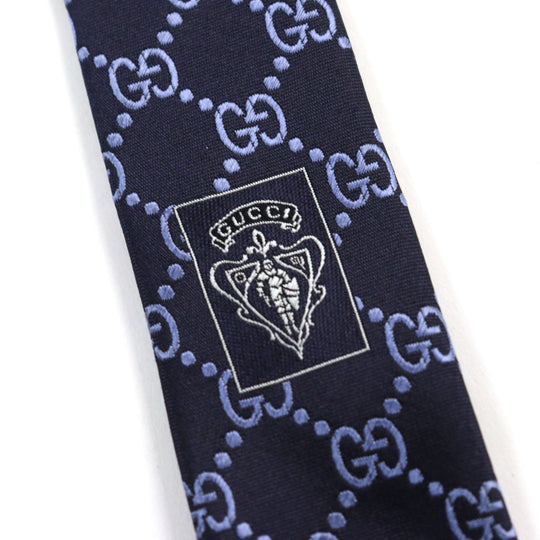 GUCCI tie Main: 100% silk Navy blue ARGOS Argos mens Used Authentic
