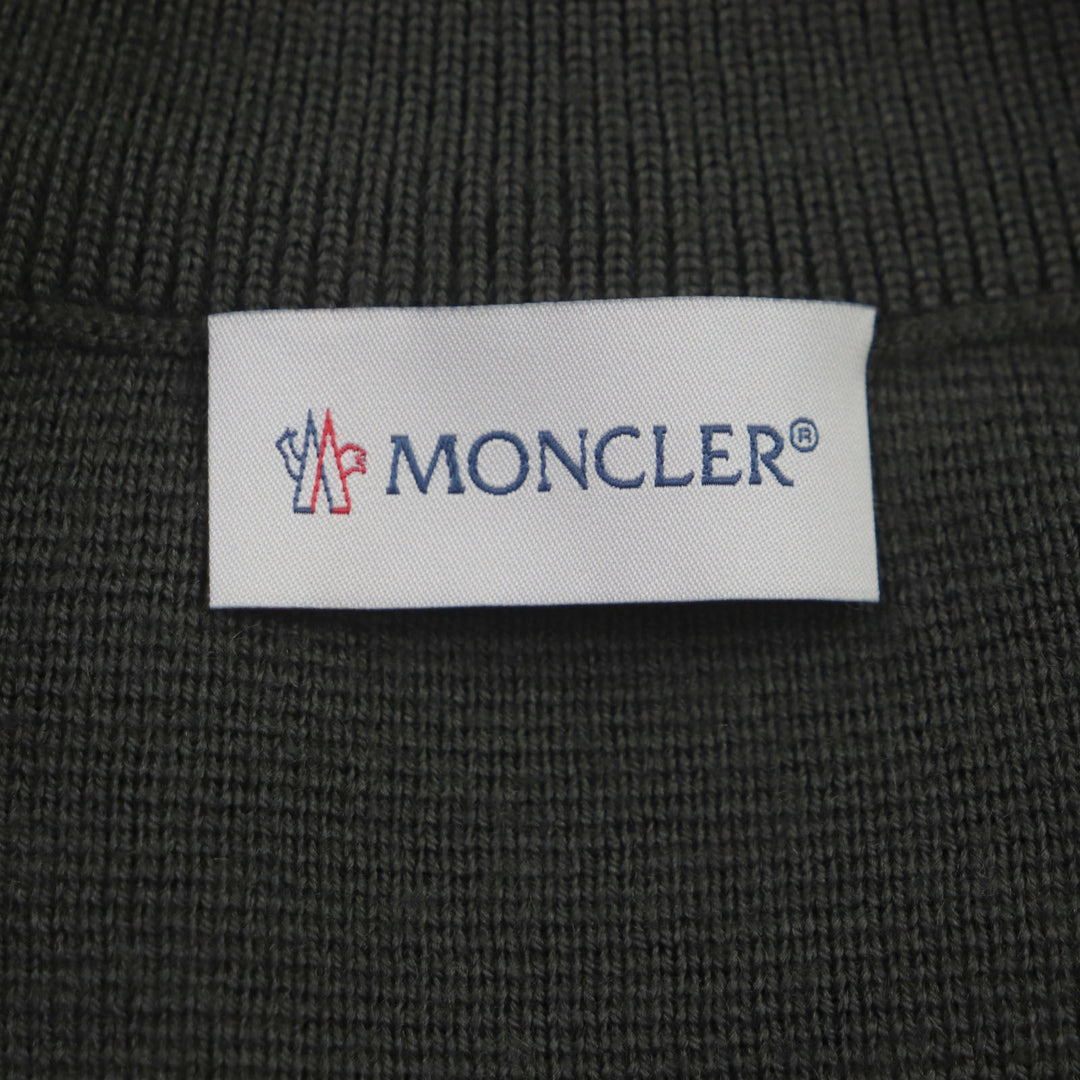 MONCLER Down jacket Outer: 100% nylon, Main: 50% acrylic, Main: 50% wool, Part: 100% nylon, Filling: 90% down khaki CARDIGAN mens S Used Authentic