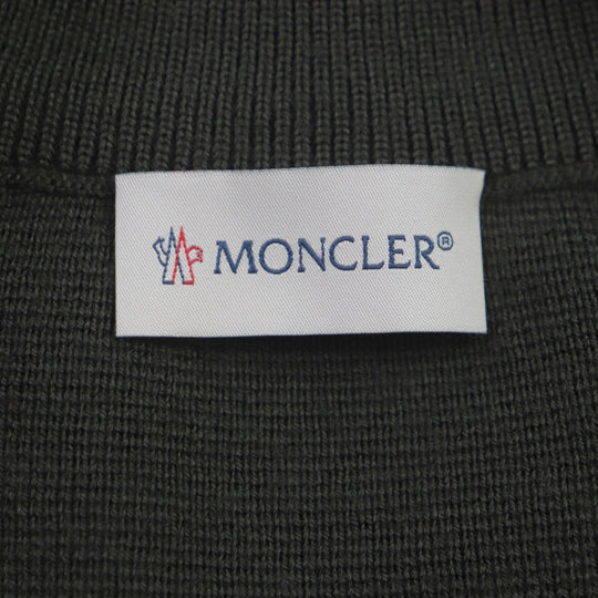 MONCLER Down jacket Outer: 100% nylon, Main: 50% acrylic, Main: 50% wool, Part: 100% nylon, Filling: 90% down khaki CARDIGAN mens S Used Authentic