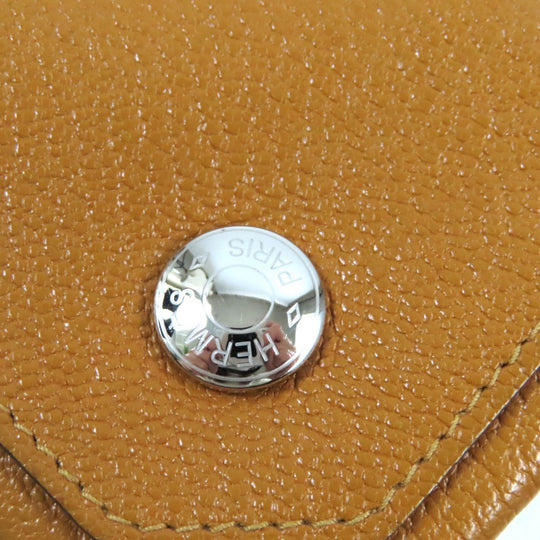 HERMES Coin case Main: Chevre Mysole Brown pink Revan Cattle Women Used Authentic