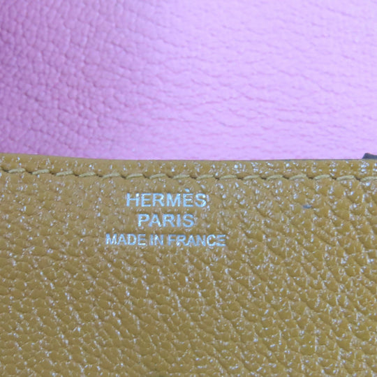 HERMES Coin case Main: Chevre Mysole Brown pink Revan Cattle Women Used Authentic