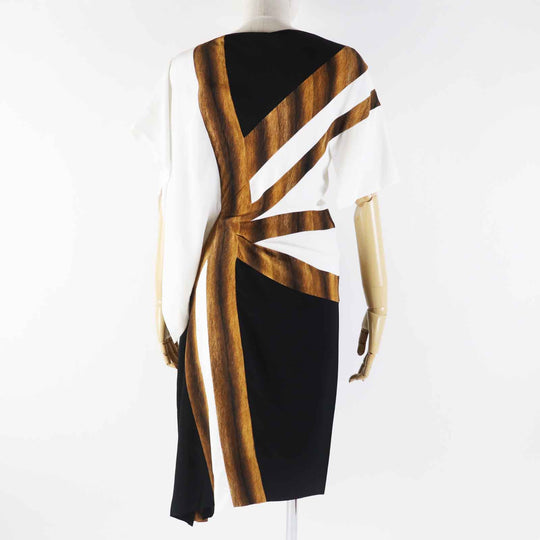 BURBERRY one piece 8046799 Main: 100% silk, Part: 100% silk Brown black white Women 36 Used Authentic