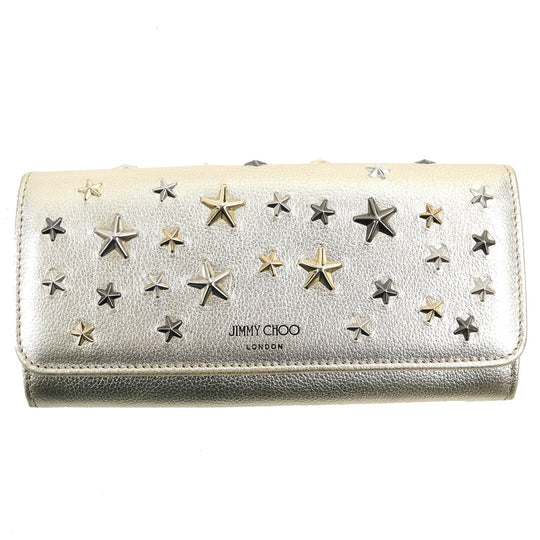 JIMMY CHOO Long Wallet Purse Main: Nappa leather gold NINO Women Used Authentic