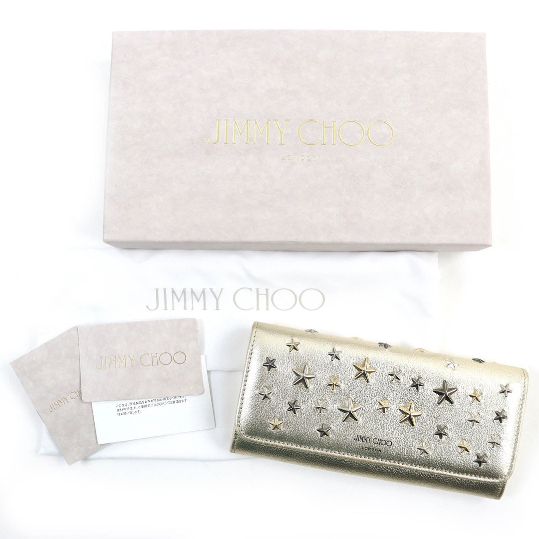 JIMMY CHOO Long Wallet Purse Main: Nappa leather gold NINO Women Used Authentic