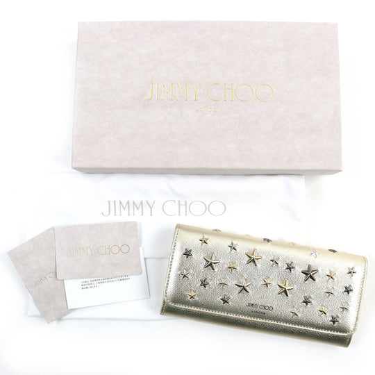 JIMMY CHOO Long Wallet Purse Main: Nappa leather gold NINO Women Used Authentic