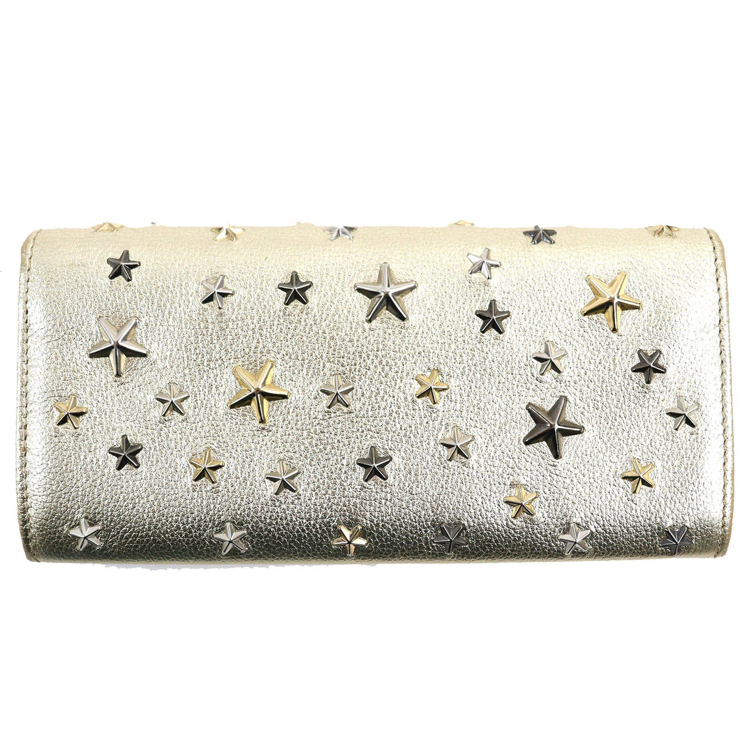 JIMMY CHOO Long Wallet Purse Main: Nappa leather gold NINO Women Used Authentic