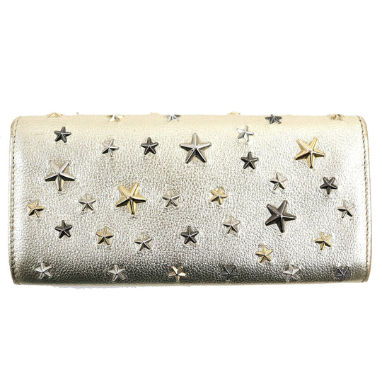 JIMMY CHOO Long Wallet Purse Main: Nappa leather gold NINO Women Used Authentic