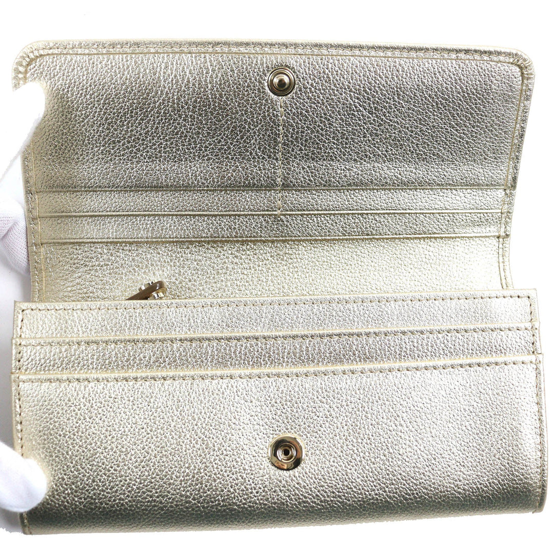 JIMMY CHOO Long Wallet Purse Main: Nappa leather gold NINO Women Used Authentic