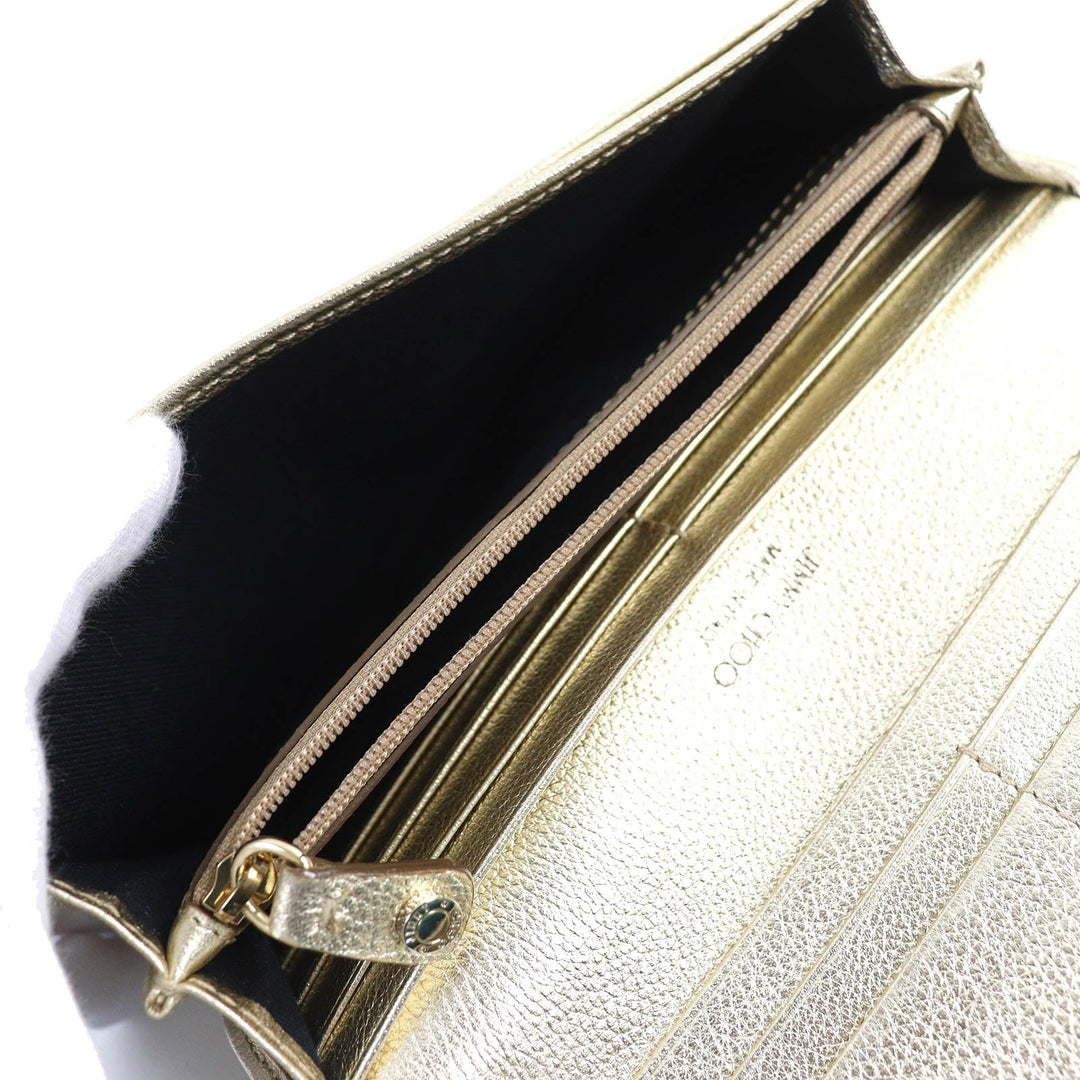 JIMMY CHOO Long Wallet Purse Main: Nappa leather gold NINO Women Used Authentic