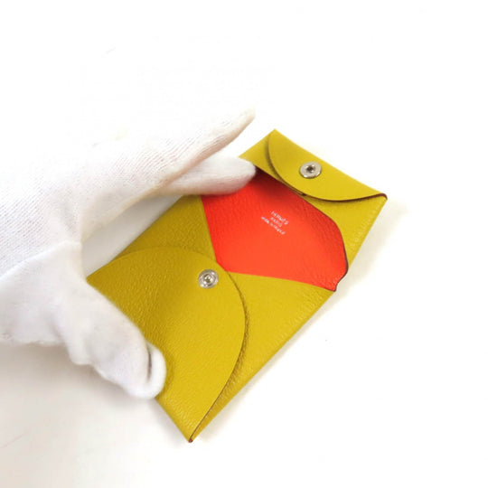 HERMES Coin case Main: Chevre Cumin Orange Minced Bastia Women Used Authentic