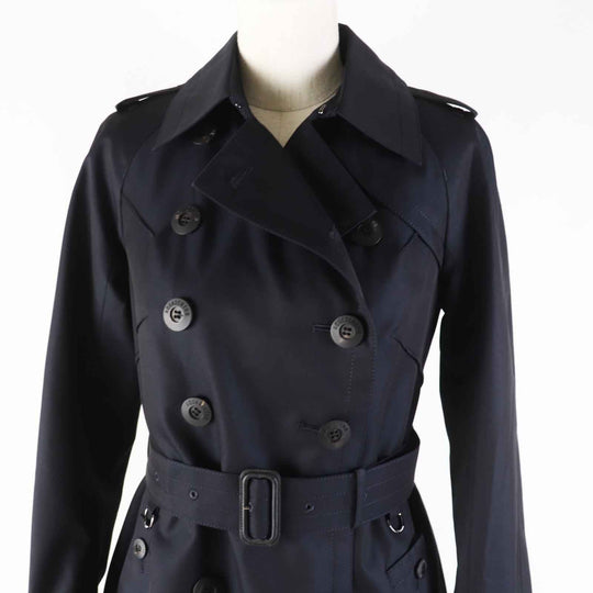 Aquascutum trench coat cotton Dark navy Women 4 Used Authentic