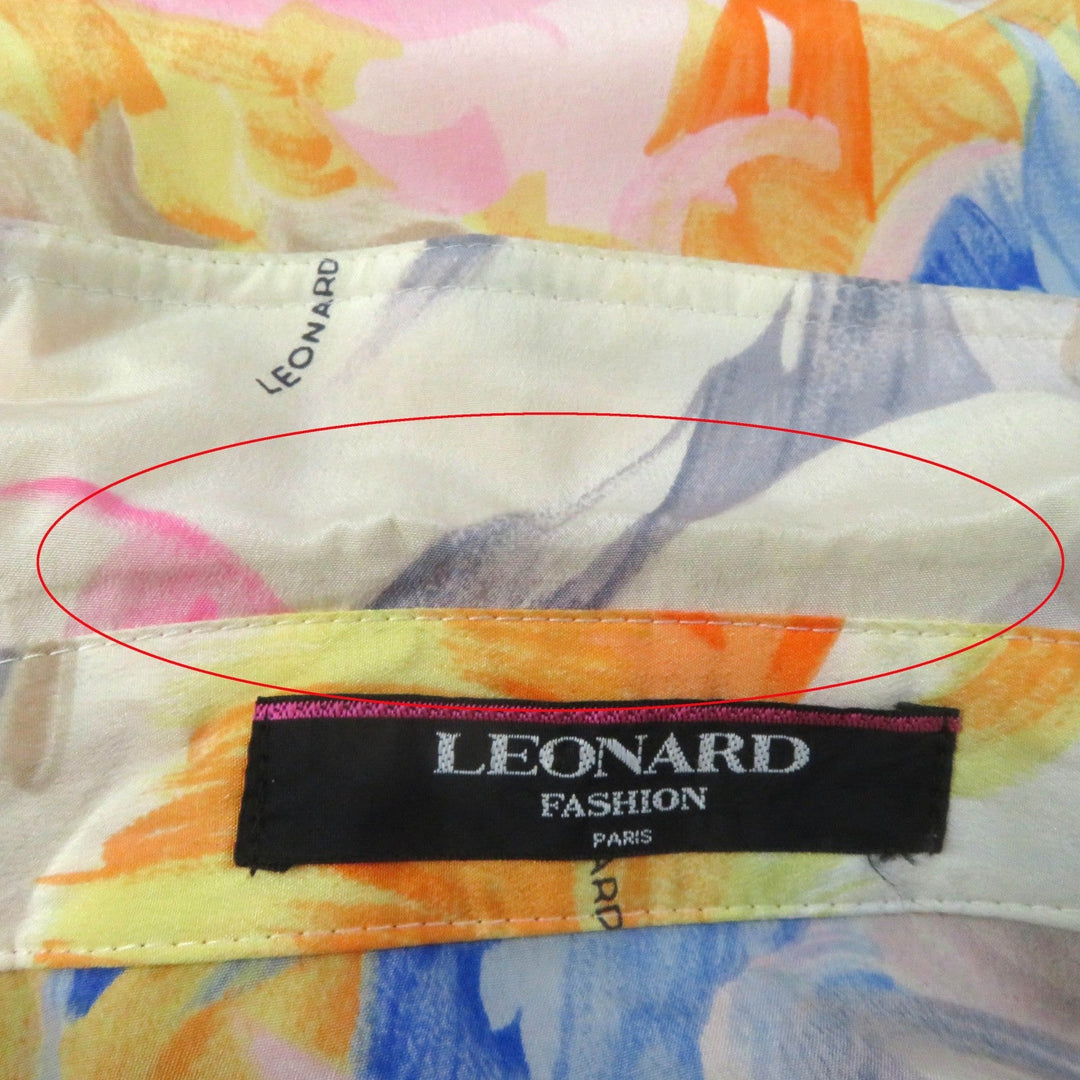 LEONARD FASHION coat Main: 100% silk Multi Women 9 Used Authentic