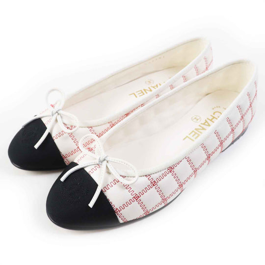 CHANEL Ballet shoes 24P G45591 Main: Lambskin Black white red ballerina Women 36 Used Authentic
