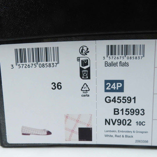CHANEL Ballet shoes 24P G45591 Main: Lambskin Black white red ballerina Women 36 Used Authentic