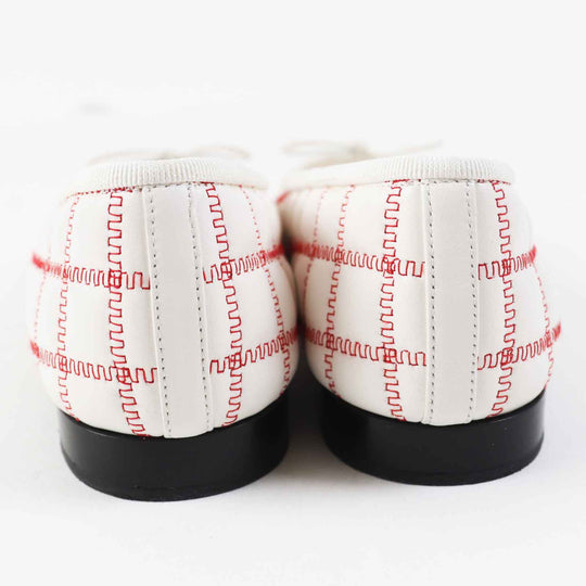 CHANEL Ballet shoes 24P G45591 Main: Lambskin Black white red ballerina Women 36 Used Authentic