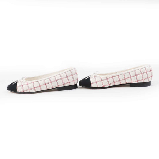 CHANEL Ballet shoes 24P G45591 Main: Lambskin Black white red ballerina Women 36 Used Authentic