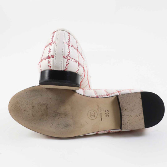 CHANEL Ballet shoes 24P G45591 Main: Lambskin Black white red ballerina Women 36 Used Authentic