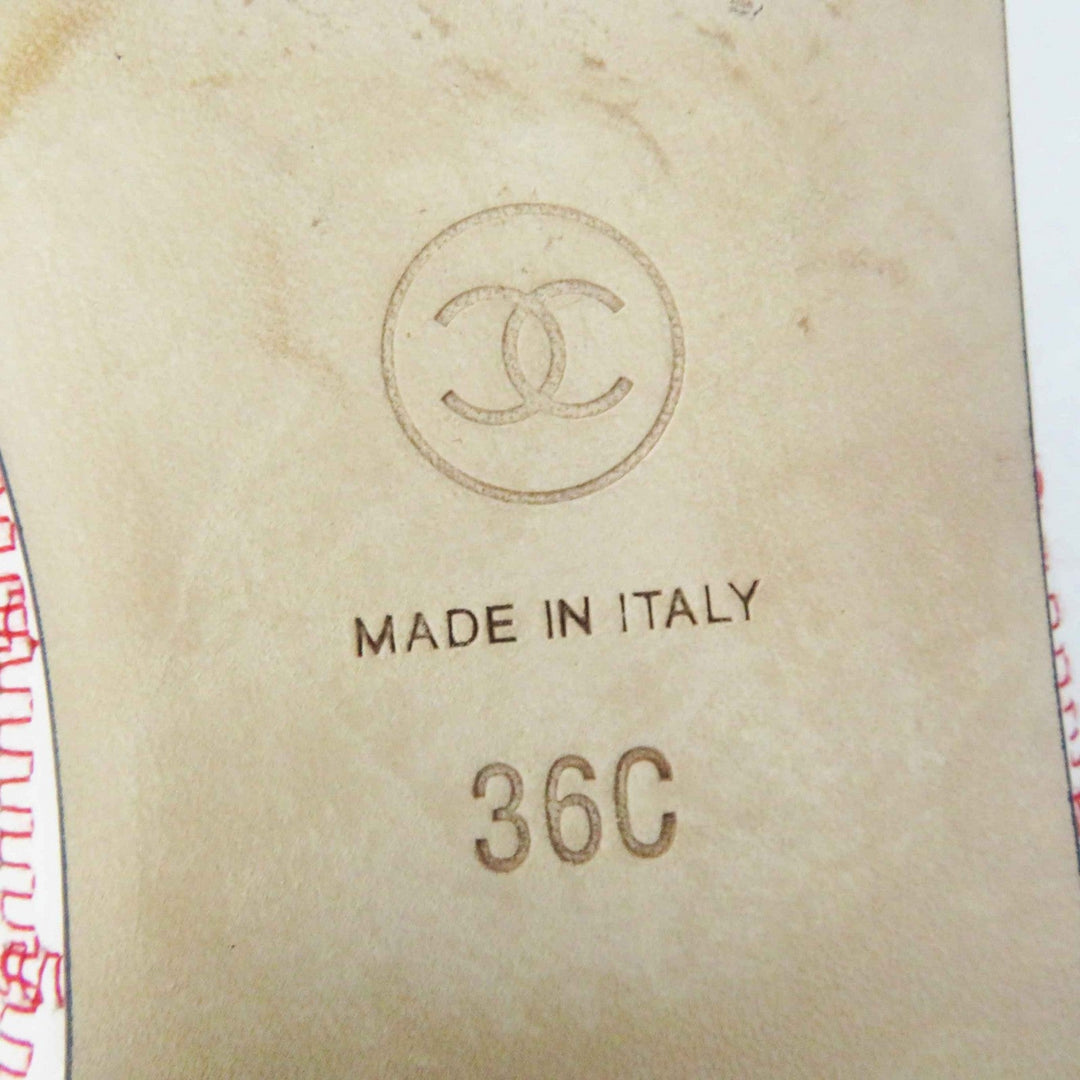 CHANEL Ballet shoes 24P G45591 Main: Lambskin Black white red ballerina Women 36 Used Authentic
