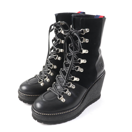 MONCLER short boots Main: Leather black SHANICE Women 37 Used Authentic
