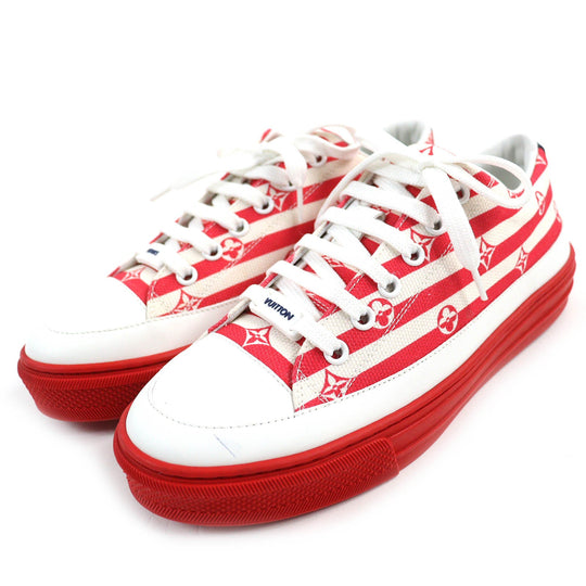 LOUIS VUITTON Low cut sneakers Main: Canvas, Part: Leather Red White Light Beige Navy Stella line LV Escal Women 36 1/2 Used Authentic